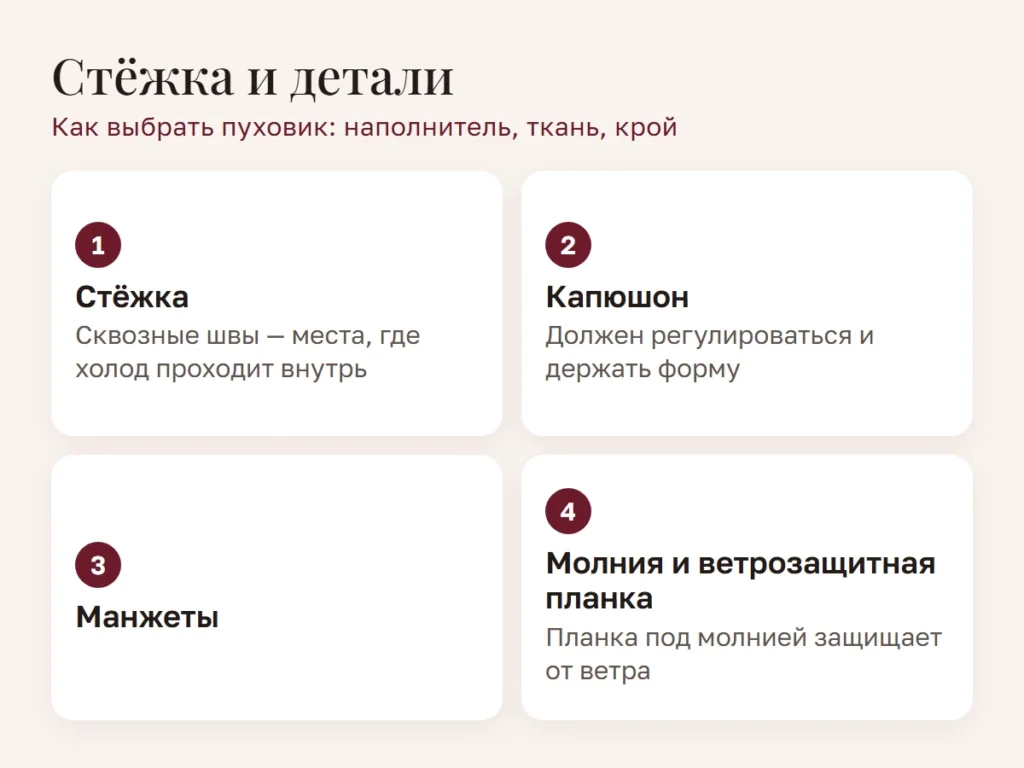 Схема: Стёжка и детали